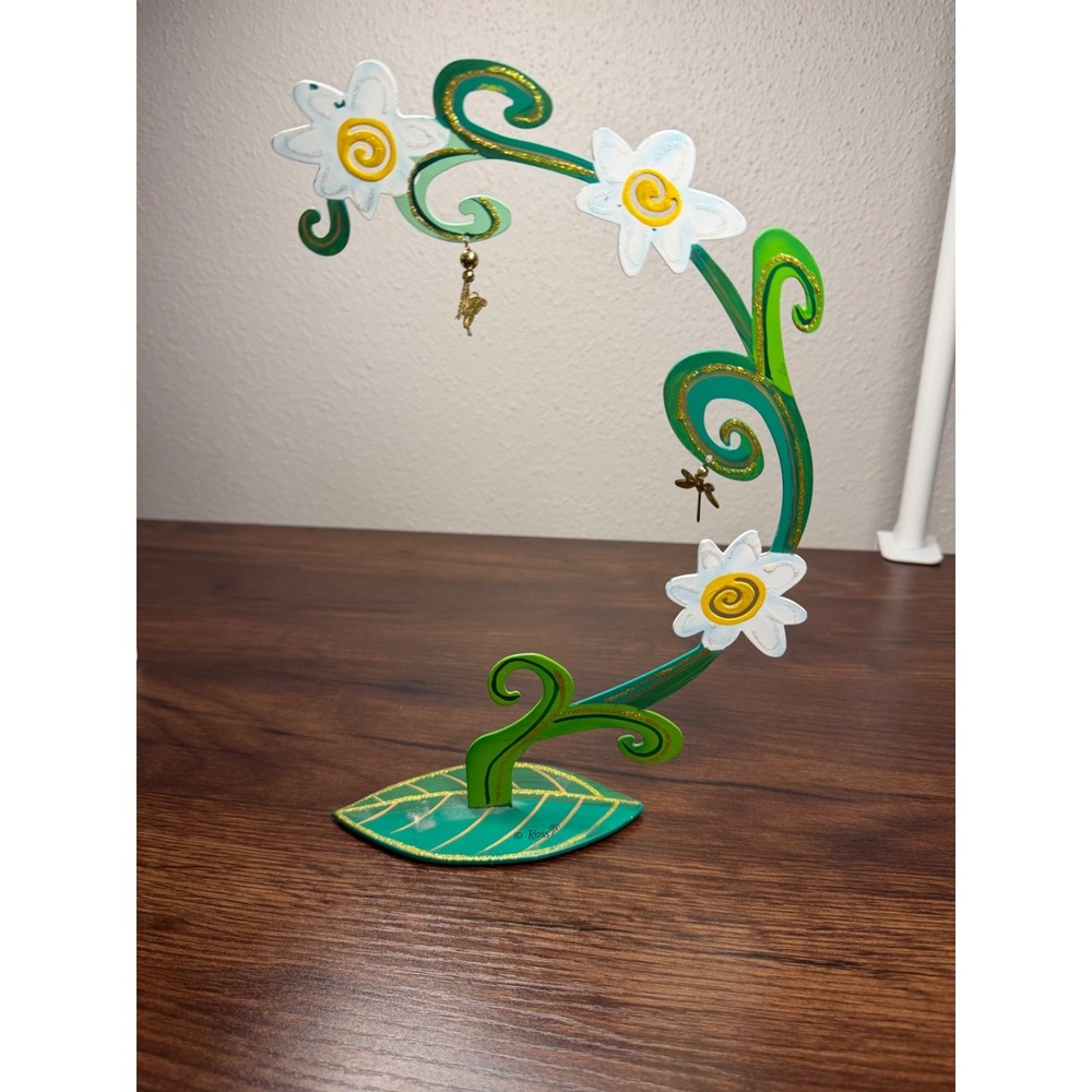 Fanciful Flights K. Rossi Silvestri metal flower arch ornament stand with charms